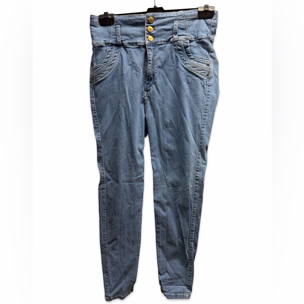 Stylish Light Blue Women's High-Waist Jeggings